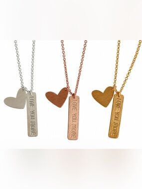 LOVE YOU MORE Heart Pendant Necklace